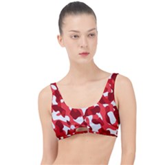 Red And White Camouflage Pattern The Little Details Bikini Top by SpinnyChairDesigns