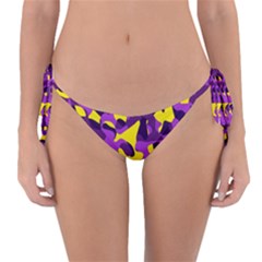 Purple And Yellow Camouflage Pattern Reversible Bikini Bottom by SpinnyChairDesigns