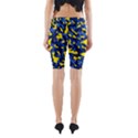 Blue and Yellow Camouflage Pattern Yoga Cropped Leggings View2