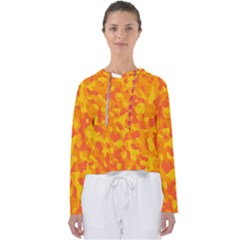 Orange And Yellow Camouflage Pattern Women s Slouchy Sweat by SpinnyChairDesigns