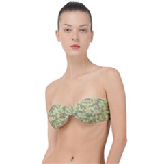 Light Green Brown Yellow Camouflage Pattern Classic Bandeau Bikini Top  by SpinnyChairDesigns