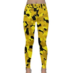 Black And Yellow Camouflage Pattern Classic Yoga Leggings by SpinnyChairDesigns