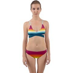 70s Vintage Stripes Wrap Around Bikini Set by tmsartbazaar