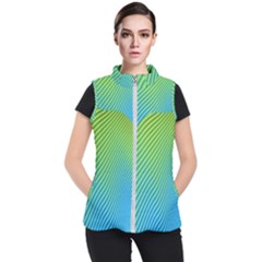 Blue Green Abstract Stripe Pattern  Women s Puffer Vest by SpinnyChairDesigns