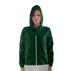 Green Intricate Pattern Women s Hooded Windbreaker by SpinnyChairDesigns