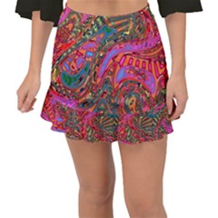Abstract Art Multicolored Pattern Fishtail Mini Chiffon Skirt by SpinnyChairDesigns