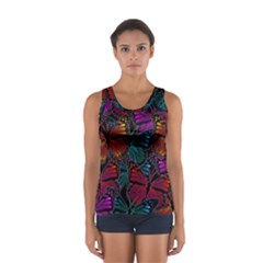 Colorful Monarch Butterfly Pattern Sport Tank Top  by SpinnyChairDesigns