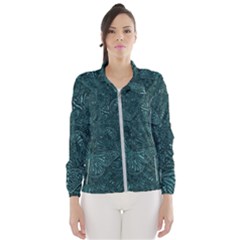 Dark Teal Butterfly Pattern Women s Windbreaker by SpinnyChairDesigns