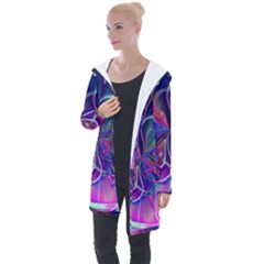 Rainbow Painting Pattern 2 Longline Hooded Cardigan by DinkovaArt