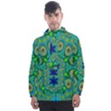 Peacock Mandala Kaleidoscope Arabesque Pattern Men s Front Pocket Pullover Windbreaker View1