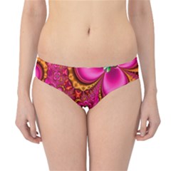 Abstract Pink Gold Floral Print Pattern Hipster Bikini Bottoms by SpinnyChairDesigns