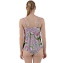 Pastel Pink Abstract Floral Print Pattern Twist Front Tankini Set View2