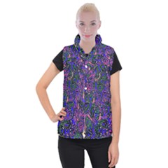 Purple Abstract Butterfly Pattern Women s Button Up Vest by SpinnyChairDesigns