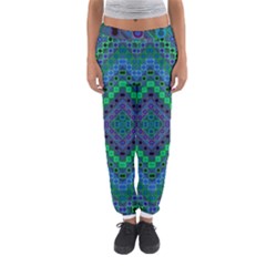 Blue Green Diamond Pattern Women s Jogger Sweatpants by SpinnyChairDesigns