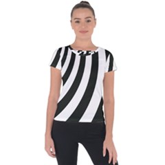 Black And White Zebra Stripes Pattern Short Sleeve Sports Top  by SpinnyChairDesigns