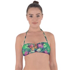 Watercolor Monarch Butterflies Halter Bandeau Bikini Top by SpinnyChairDesigns