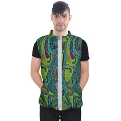 Jungle Print Green Abstract Pattern Men s Puffer Vest by SpinnyChairDesigns