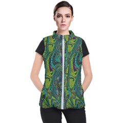 Jungle Print Green Abstract Pattern Women s Puffer Vest by SpinnyChairDesigns