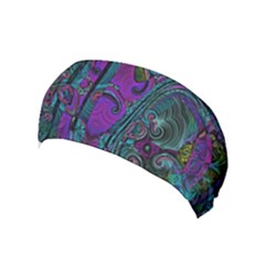 Purple Teal Abstract Jungle Print Pattern Yoga Headband by SpinnyChairDesigns