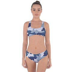 Camo Blue Criss Cross Bikini Set by MooMoosMumma