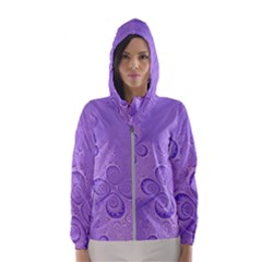 Purple Intricate Swirls Pattern Women s Hooded Windbreaker by SpinnyChairDesigns