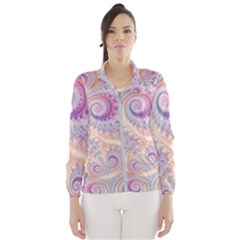 Pastel Pink Intricate Swirls Spirals  Women s Windbreaker by SpinnyChairDesigns