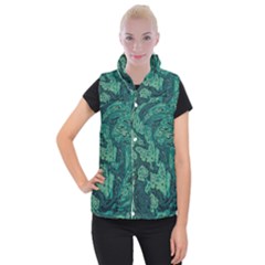 Dark Green Marbled Texture Women s Button Up Vest by SpinnyChairDesigns