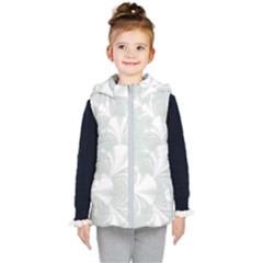 Mint Cream And White Intricate Swirl Spiral Kids  Hooded Puffer Vest by SpinnyChairDesigns