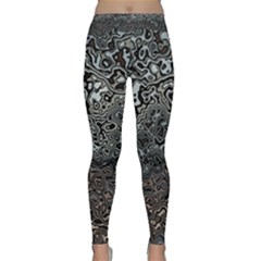Urban Camouflage Black Grey Brown Classic Yoga Leggings by SpinnyChairDesigns