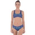 Blue Green Faded Plaid Criss Cross Bikini Set View1