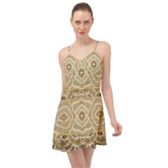 Ecru And Brown Intricate Pattern Summer Time Chiffon Dress by SpinnyChairDesigns