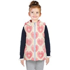 Pink Faded Hearts Kids  Hooded Puffer Vest by SpinnyChairDesigns