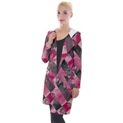 Abstract Pink Grey Stripes Hooded Pocket Cardigan by SpinnyChairDesigns