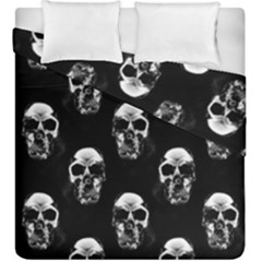 Black And White Skulls Duvet Cover Double Side (king Size) by SpinnyChairDesigns