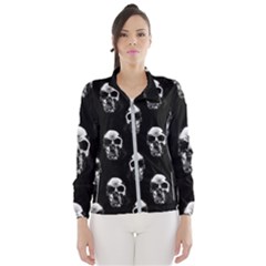 Black And White Skulls Women s Windbreaker by SpinnyChairDesigns