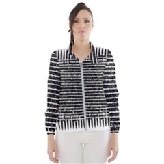 Black And White Abstract Grunge Stripes Women s Windbreaker by SpinnyChairDesigns