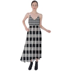 Black And White Buffalo Plaid Tie Back Maxi Dress by SpinnyChairDesigns