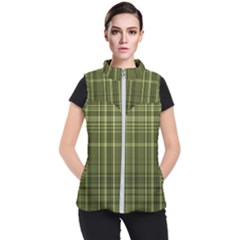 Green Madras Plaid Women s Puffer Vest by SpinnyChairDesigns