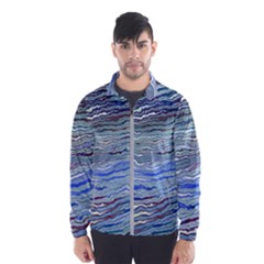 Blue Abstract Stripes Men s Windbreaker by SpinnyChairDesigns