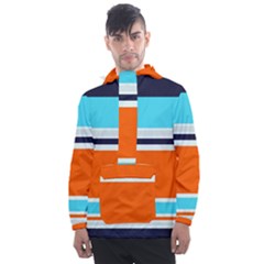 Tri Color Stripes Men s Front Pocket Pullover Windbreaker by tmsartbazaar