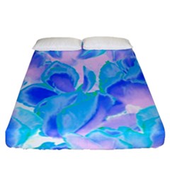 Ciclamen Flowers Blue Fitted Sheet (california King Size) by Cveti