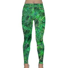 Jungle Green Abstract Art Classic Yoga Leggings by SpinnyChairDesigns