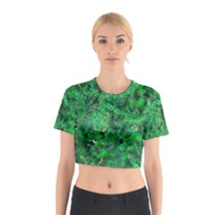 Jungle Green Abstract Art Cotton Crop Top by SpinnyChairDesigns