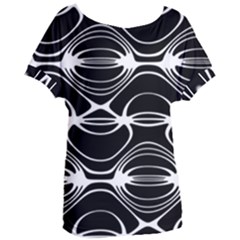 Black And White Clam Shell Pattern Women s Oversized Tee by SpinnyChairDesigns