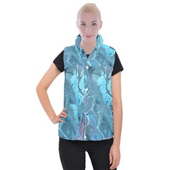 Blue Marble Abstract Art Women s Button Up Vest by SpinnyChairDesigns
