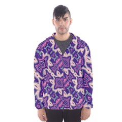 Amethyst And Pink Checkered Stripes Men s Hooded Windbreaker by SpinnyChairDesigns