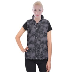 Dark Plum And Black Abstract Art Swirls Women s Button Up Vest by SpinnyChairDesigns