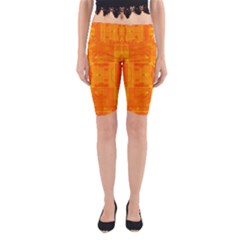Orange Peel Abstract Batik Pattern Yoga Cropped Leggings by SpinnyChairDesigns