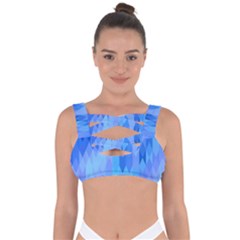 Aqua Blue Diamond Pattern Bandaged Up Bikini Top by SpinnyChairDesigns