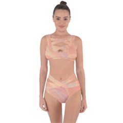 Coral Cream Abstract Art Pattern Bandaged Up Bikini Set  by SpinnyChairDesigns